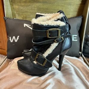 Topshop fur lined heeled boots